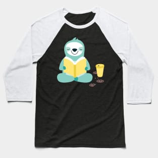 Lazy Sloth Reading Baseball T-Shirt